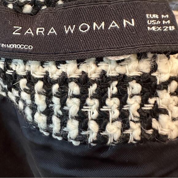 Zara Blogger Black White Textured Tweed Long Blazer. - Picture 9 of 13